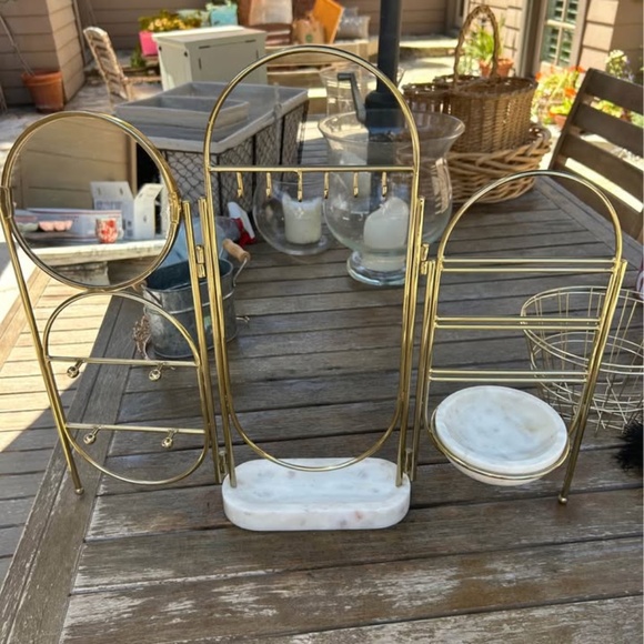 Pottery Barn Gold and Marble Jewelry Holder - Picture 1 of 5